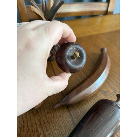 Vintage Wooden Fruit & Vegetables Hand Carved Hardwood MCM Decor - Picture 4 of 11
